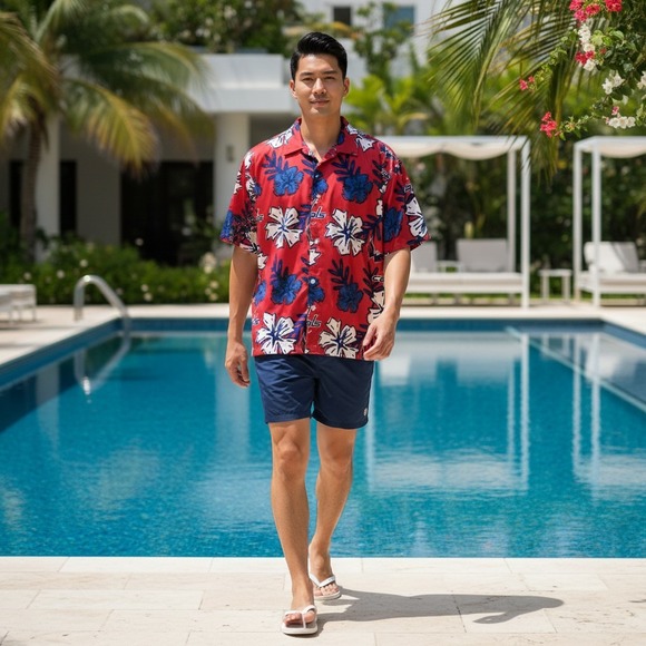 Other - Washington Capitals Men's XL Red Hawaiian Button Down. NHL. Short Sleeve.